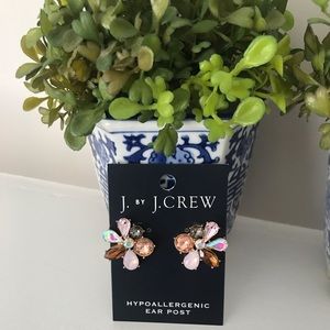 NWT J. Crew Crystal Cluster earrings blush pinks